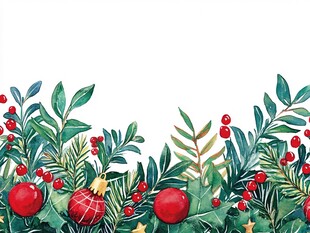 圣诞植物装饰边框插画