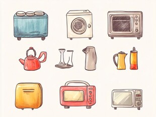 手绘家用小电器插画集合