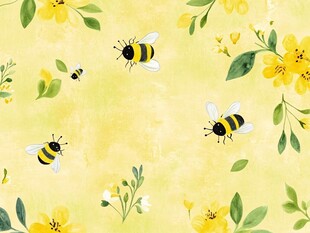 蜜蜂在黄色花卉间飞舞