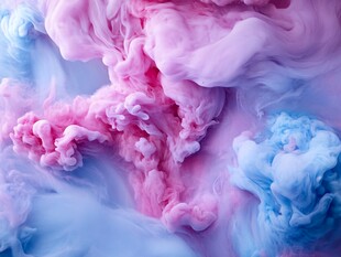 梦幻粉蓝墨水交融瞬间