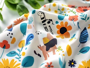 动物花卉图案可爱印花布