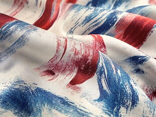 红蓝白抽象印花布料纹理