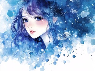 梦幻蓝发精灵女孩