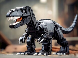 黑色机械霸王龙积木模型