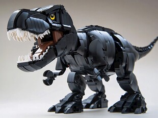 黑色机械霸王龙积木模型