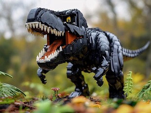 黑色积木霸王龙模型