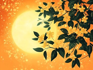 夕阳下的繁花满枝