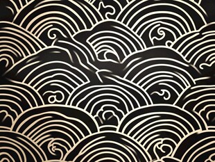 中式黑金海浪纹装饰图案