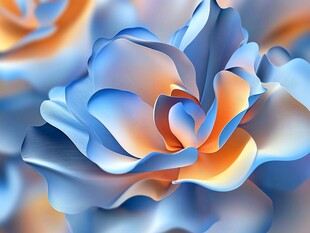 梦幻蓝橙渐变花朵