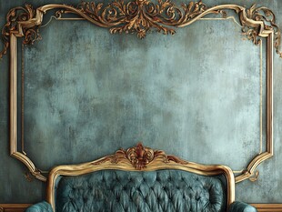 复古金框配典雅绒面沙发