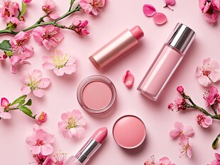 粉色美妆与烂漫樱花之约