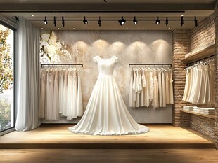 优雅婚纱店展示浪漫氛围