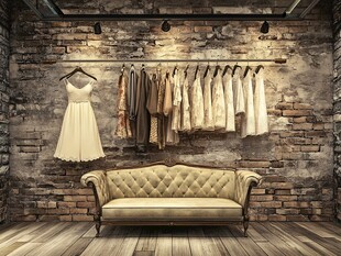 复古风服饰展示空间