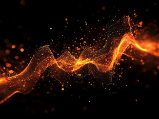 动感橙色粒子波浪特效