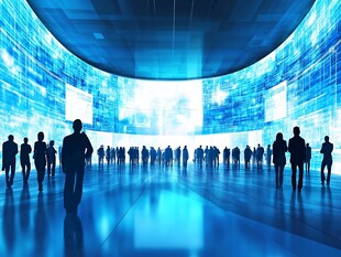 科技展厅中的商务人群