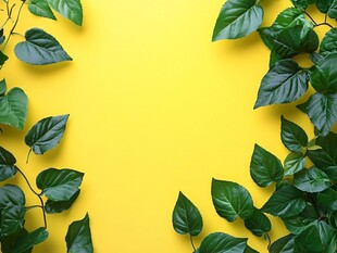 黄绿搭配的清新绿叶背景