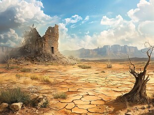 荒漠中的破败遗迹