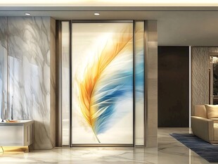 羽毛艺术玄关玻璃装饰画