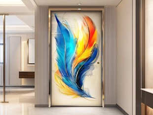 绚丽羽毛玄关艺术画