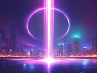 未来都市霓虹激光夜景