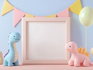 可爱恐龙装饰的相框场景