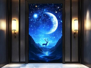 梦幻星空下的山间独鹿