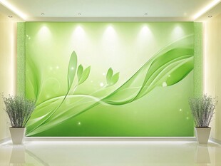 清新绿色墙面装饰背景图