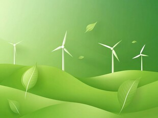 绿色原野上的风力发电机