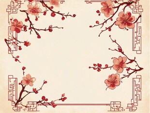 中式梅花边框古风背景图