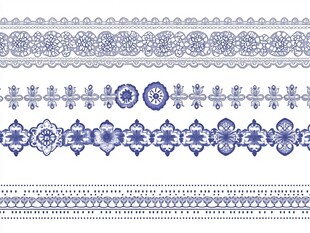 蓝白蕾丝花边装饰图案