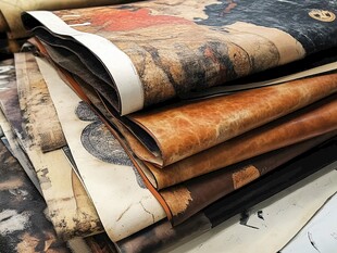 复古花纹皮革堆叠展示