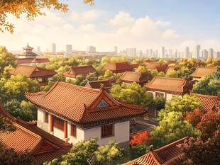 古建园林与现代都市相映