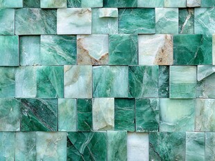 绿玉石拼接墙面纹理