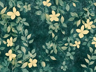 绿叶黄花的清新植物图案