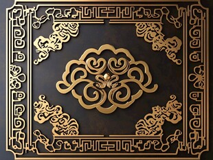 中式金色古典花纹装饰图案