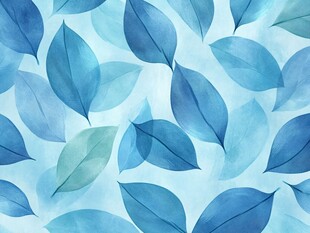 蓝色水彩叶片无缝背景图