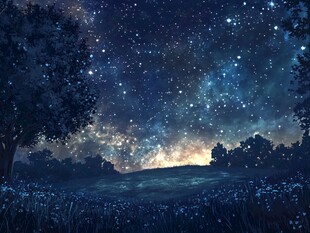梦幻星空下的静谧原野