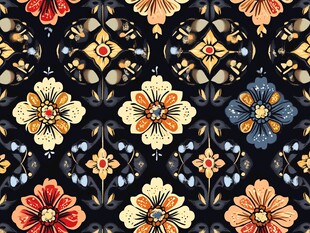 复古花卉几何图案背景