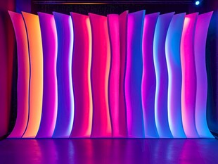 炫彩波浪形灯光背景墙
