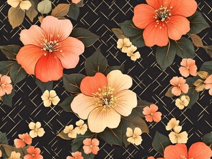 复古花卉几何图案背景