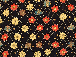 复古花卉几何图案背景