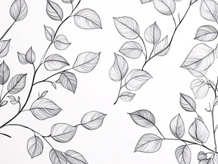 手绘黑白枝叶图案背景