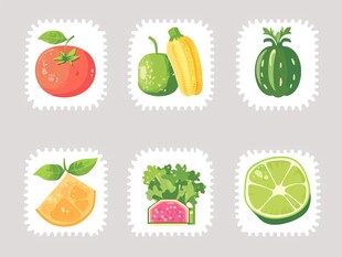 可爱果蔬贴纸图案集合