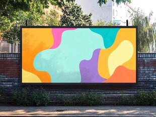 户外彩色抽象图案广告牌