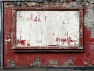 老旧斑驳的墙面广告牌