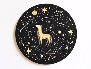 金色星座骏马星空装饰画