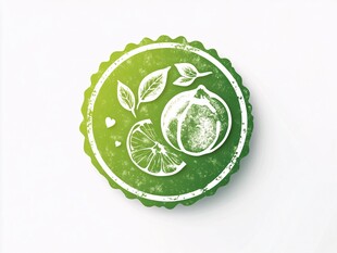 绿色柠檬主题徽章设计