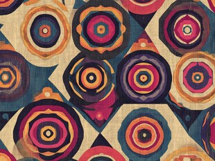 几何圆形图案的多彩织物