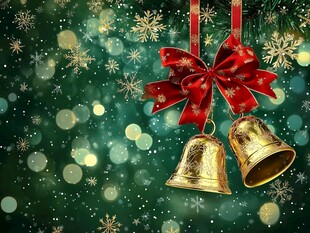 圣诞金铃挂饰梦幻背景