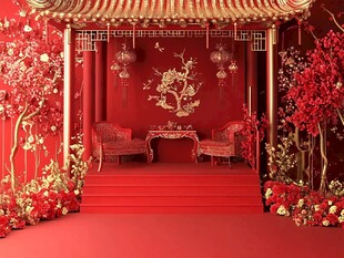 中式红色浪漫婚礼场景布置